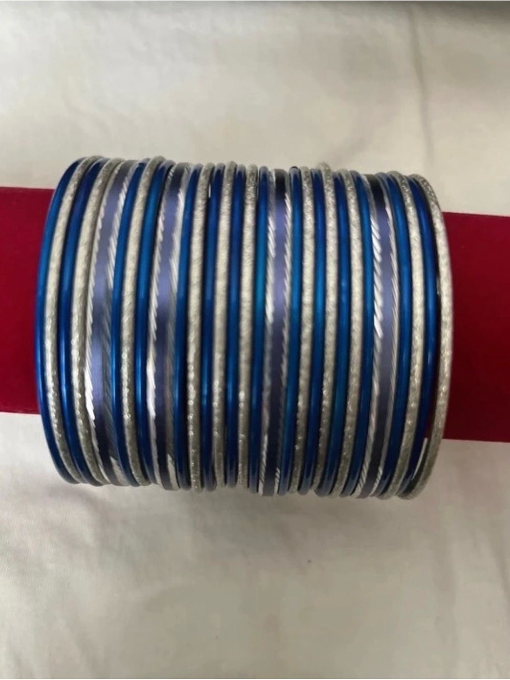Blue and Silver Stacked Women’s Bangle Set Indian